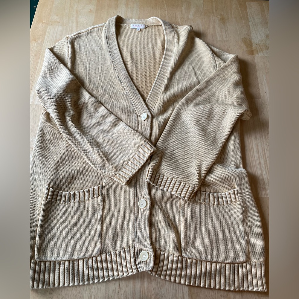 Elegant Tan Women's Cardigan - Picture 2 of 7